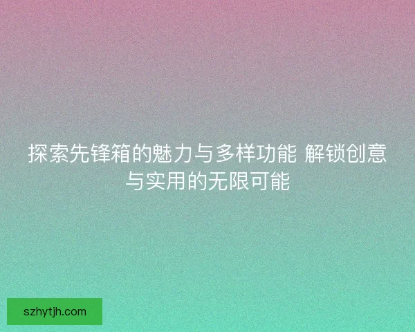 探索先锋箱的魅力与多样功能 解锁创意与实用的无限可能